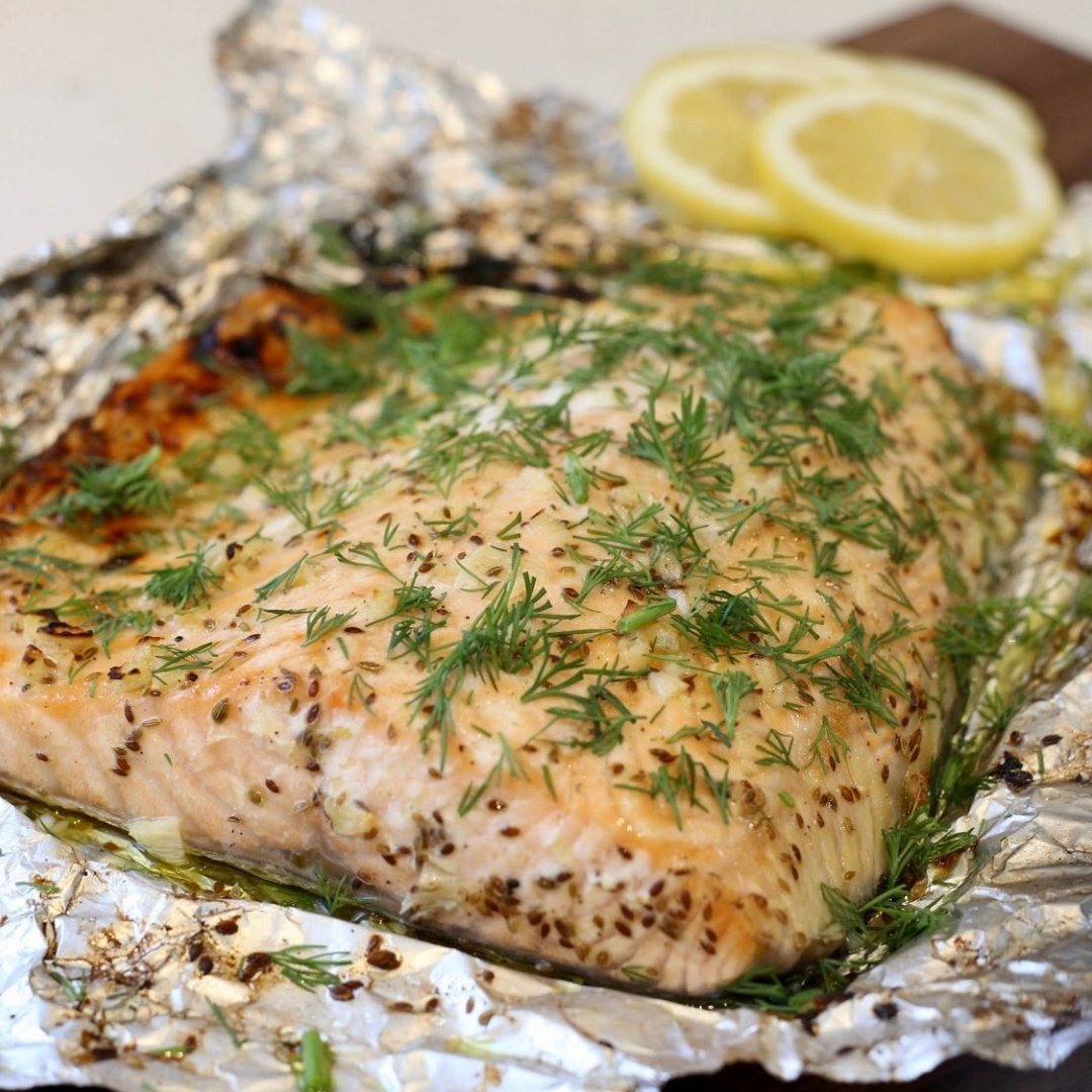 Roasted Lemon Dill Salmon with Creamy Dill Sauce - Rumi Spice