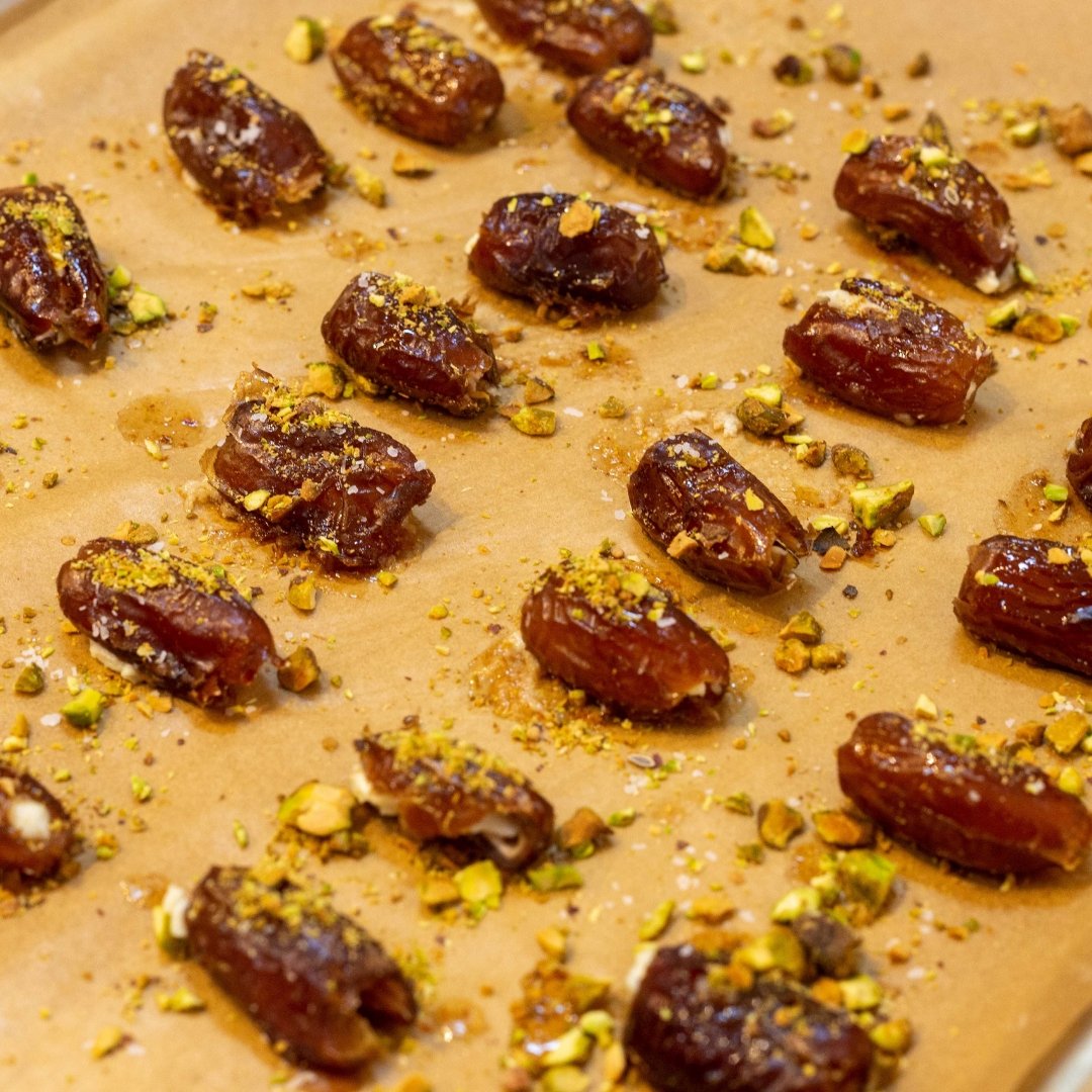 Stuffed Dates with Harissa Maple Drizzle - Rumi Spice