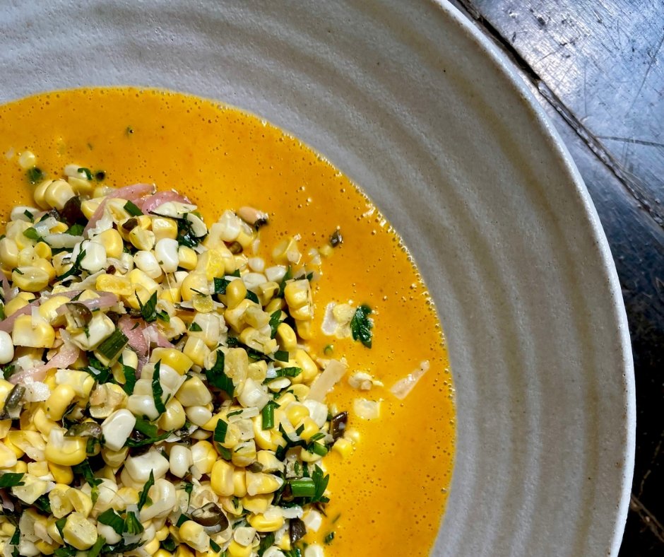 Summer Corn Salad with Pickled Onions and Tomato Saffron Vinaigrette - Rumi Spice