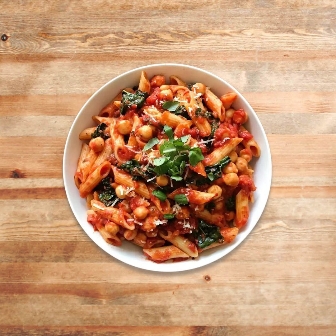 Vegetarian Harissa Pasta - Packed with veggies & protein - Rumi Spice